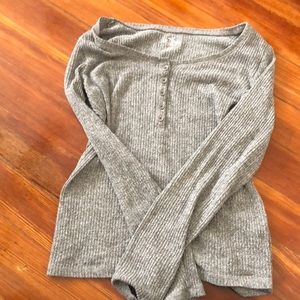 Button Down Grey Henley From Hollister